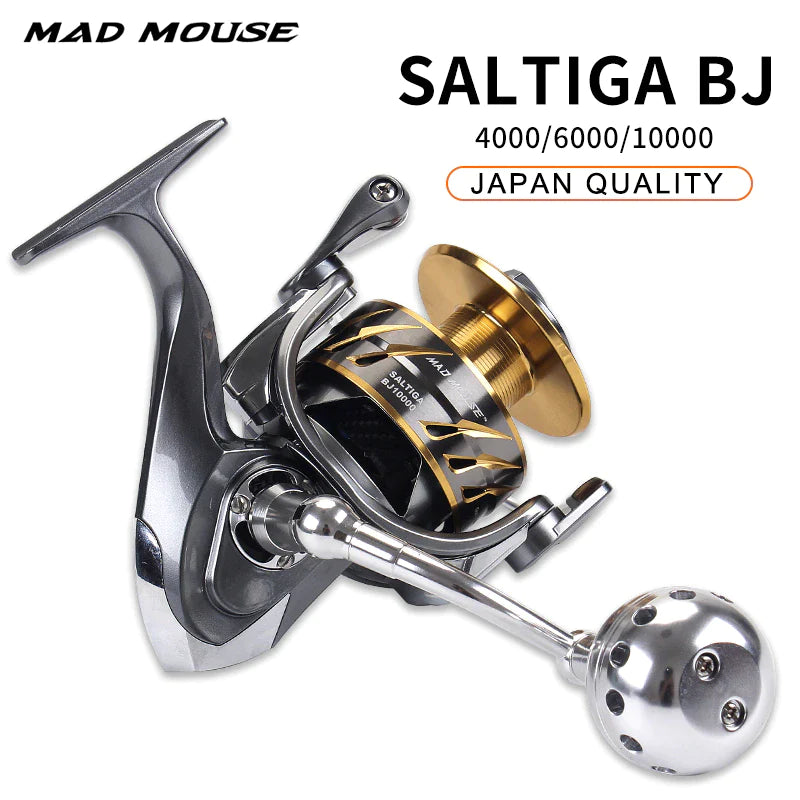 Japan Quality MADMOUSE SALTIGA BJ 4000 /6000/10000 Spinning Jigging Reel 11+1BB 35Kg Drag Power Spinning Reel Boat Fishing Reels