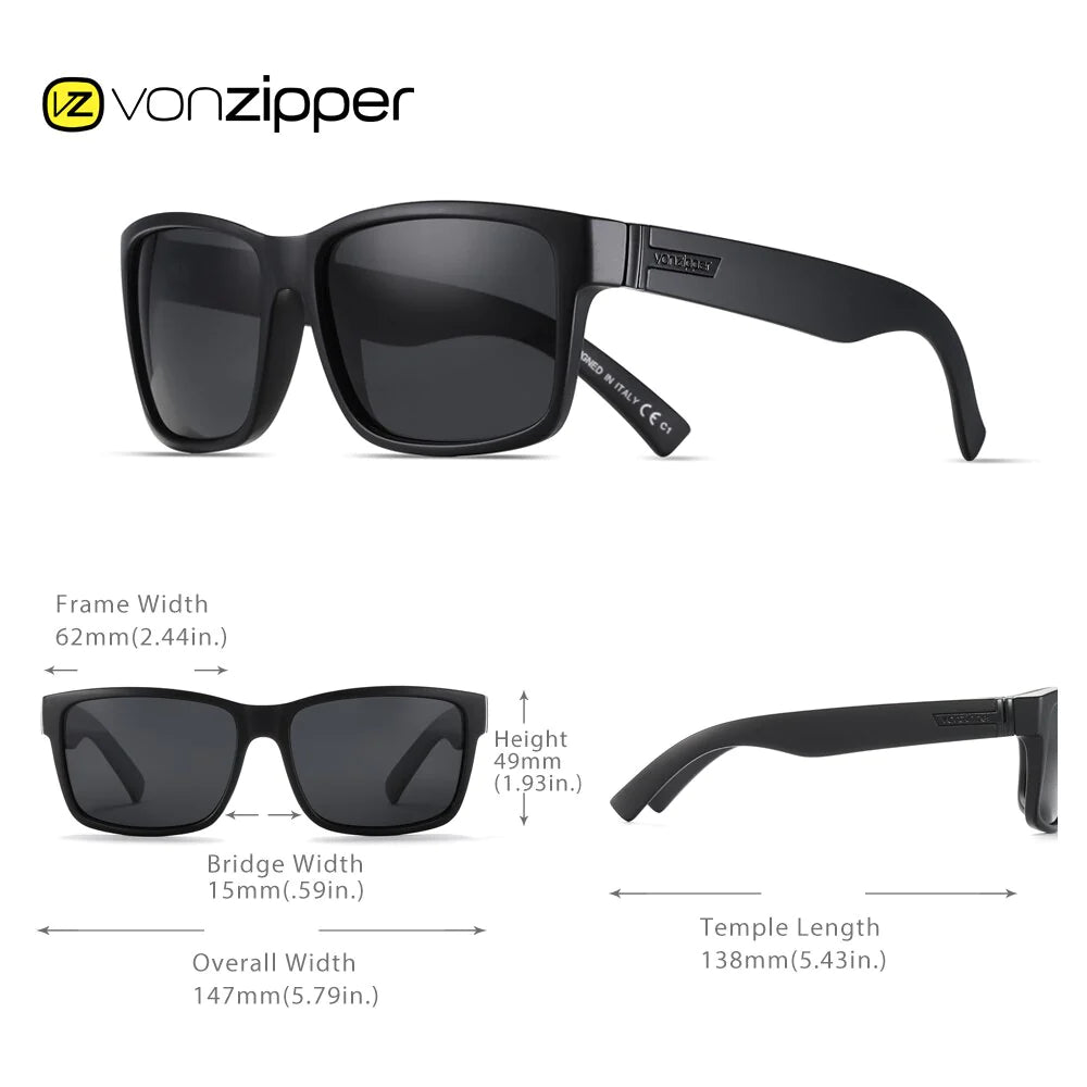 Brand VZ Vonzipper Polarized Sunglasses Men Square Frame Elmore Style Eyewear UV400 Sports Sun Glasses Fishing Hiking Driving