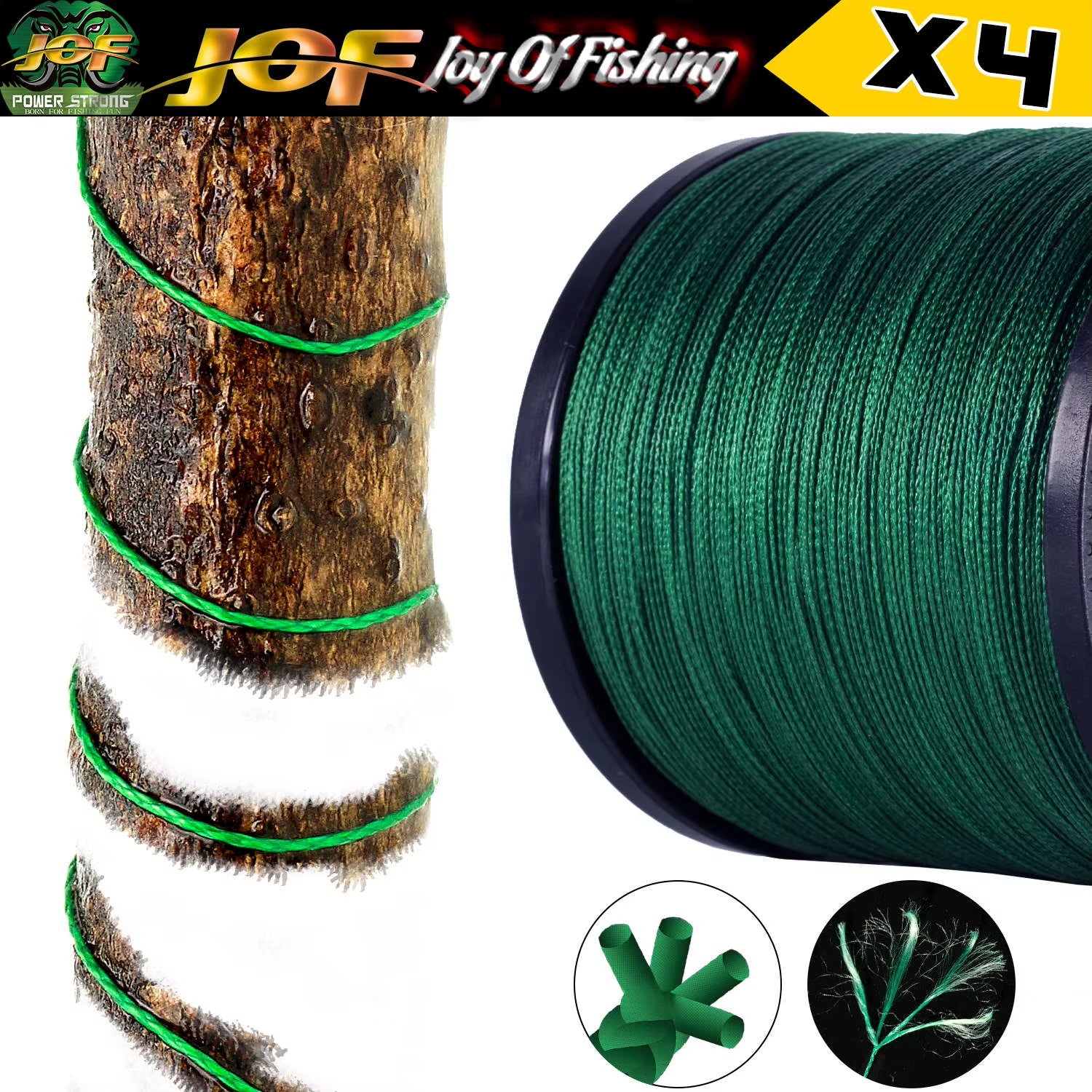 JOF 4 Strands Fishing Line 300/100M Braided PE Fishing Strong Fishing Line Multifilament Durable Fishing Line Tool