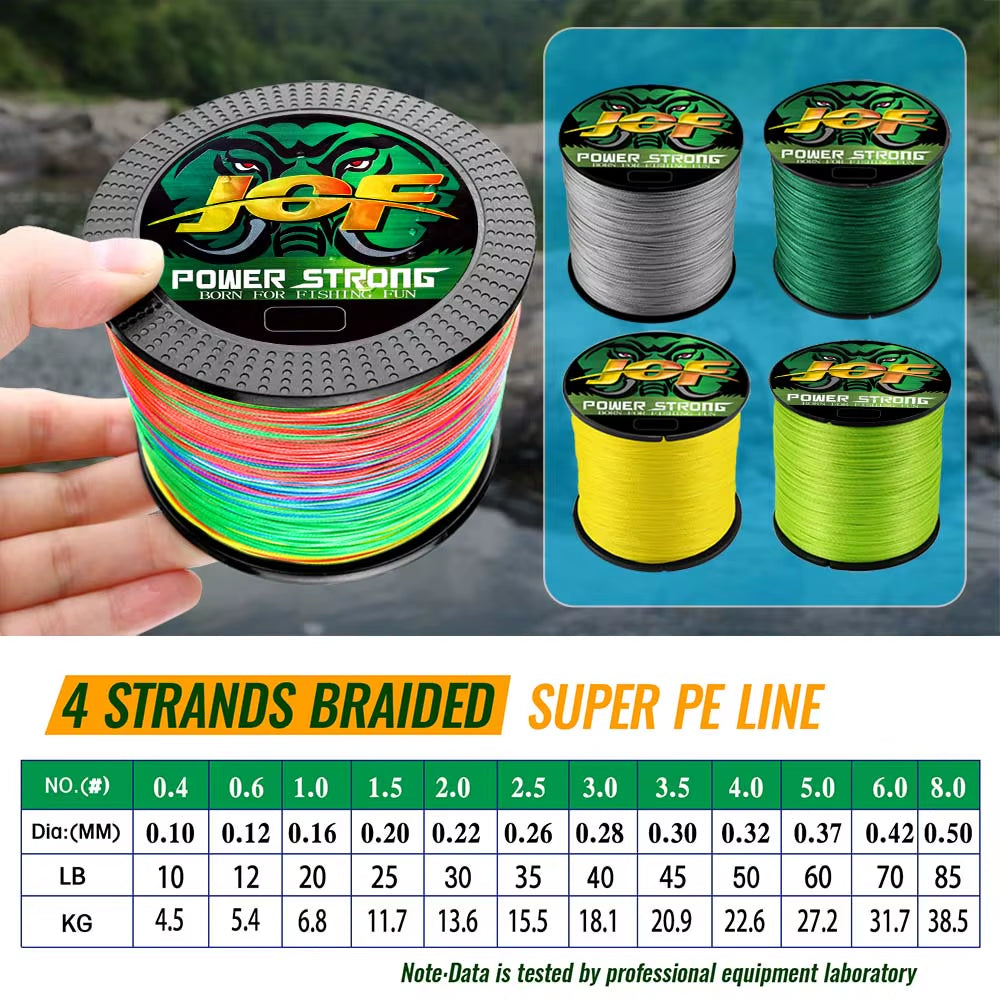 JOF 4 Strands Fishing Line 300/100M Braided PE Fishing Strong Fishing Line Multifilament Durable Fishing Line Tool